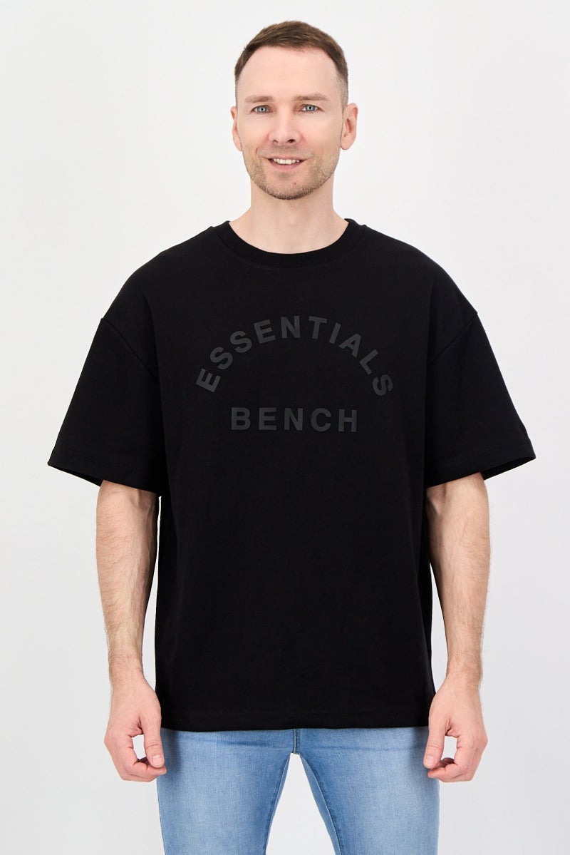 Bench Men Oversized Fit Crew Neck Short Sleeve Brand Logo T-Shirt, Black - Image 1